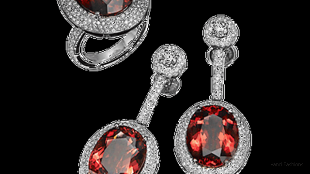 Diamonds and Ruby Earrings matching Ring